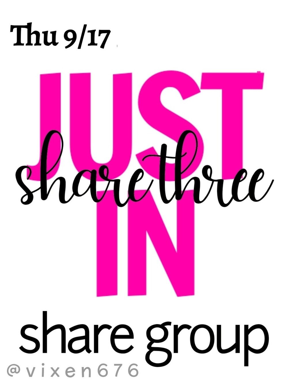 ❌ CLOSED‼️🖤 THU 9/17 SHARE THREE JUST IN Share Group